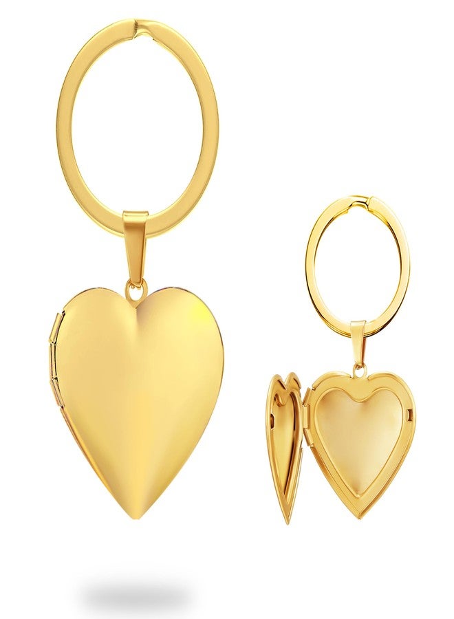 PHOCKSIN Gold Heart Keychain Lockets for Womens Memorial Lockets that Holds Pictures Keychain for Girlfriend Boyfriend on their Birthday - Image 1