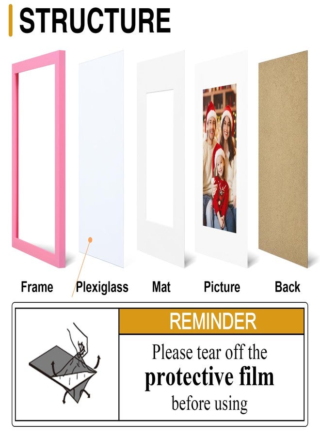decorUhome 4x6 Picture Frame Set of 10, Display Photos 3.5x5 with Mat or 4x6 Unmatted for Picture Frames Collage Wall Decor, Pink - Image 3