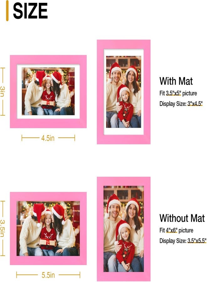decorUhome 4x6 Picture Frame Set of 10, Display Photos 3.5x5 with Mat or 4x6 Unmatted for Picture Frames Collage Wall Decor, Pink - Image 4