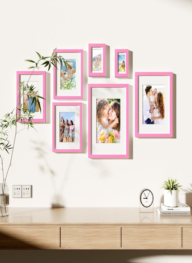 decorUhome 4x6 Picture Frame Set of 10, Display Photos 3.5x5 with Mat or 4x6 Unmatted for Picture Frames Collage Wall Decor, Pink - Image 5