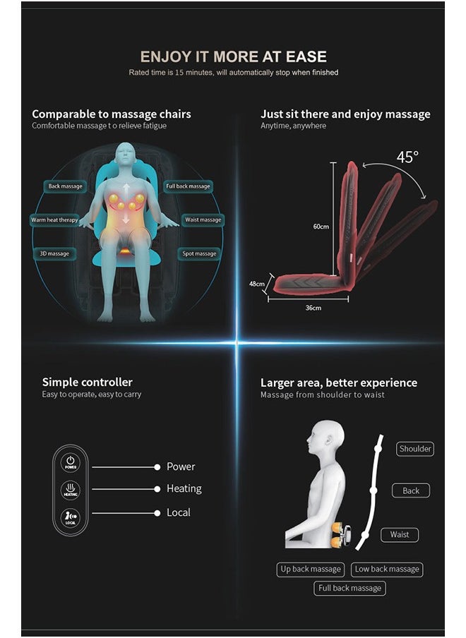ARES Foldable iCozy Cushion Shiatsu Back Massager Heat Therapy, Black  - Image 2