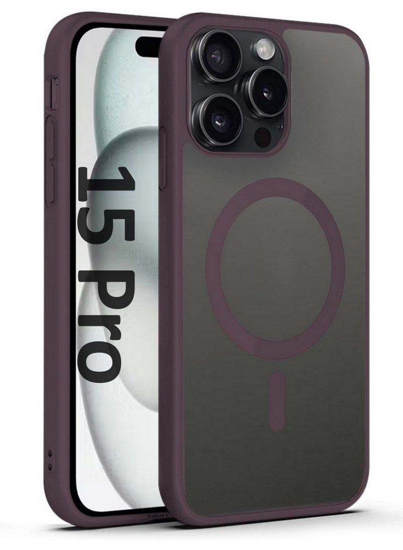 CATANES Magnetic Slim Protective Case for iPhone 15 Pro - with Wireless Charging Support - Marlot - Image 1