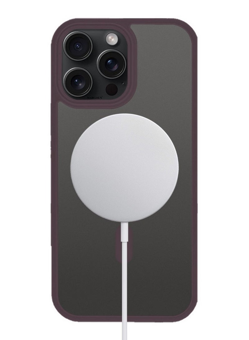 CATANES Magnetic Slim Protective Case for iPhone 15 Pro - with Wireless Charging Support - Marlot - Image 4