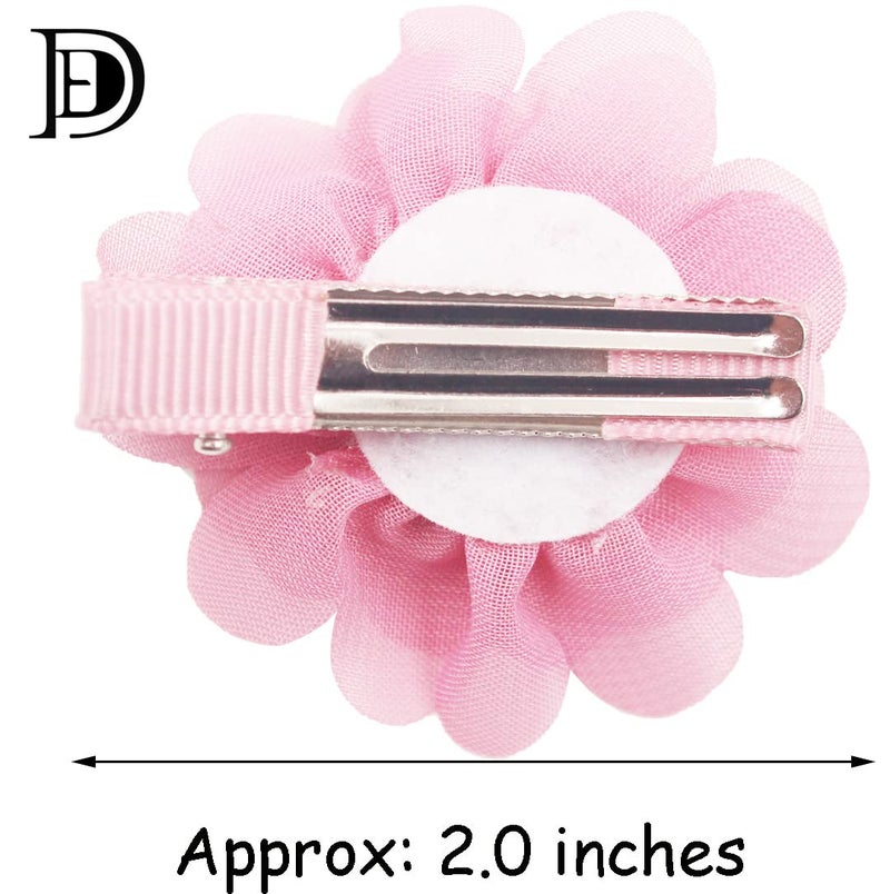 DeD 40PCS 2" Chiffon Flower Hair Bows Clips Flower Tiny Hair Clips Fine Hair for Girls Infants Toddlers Set of 20 Pairs - Image 2