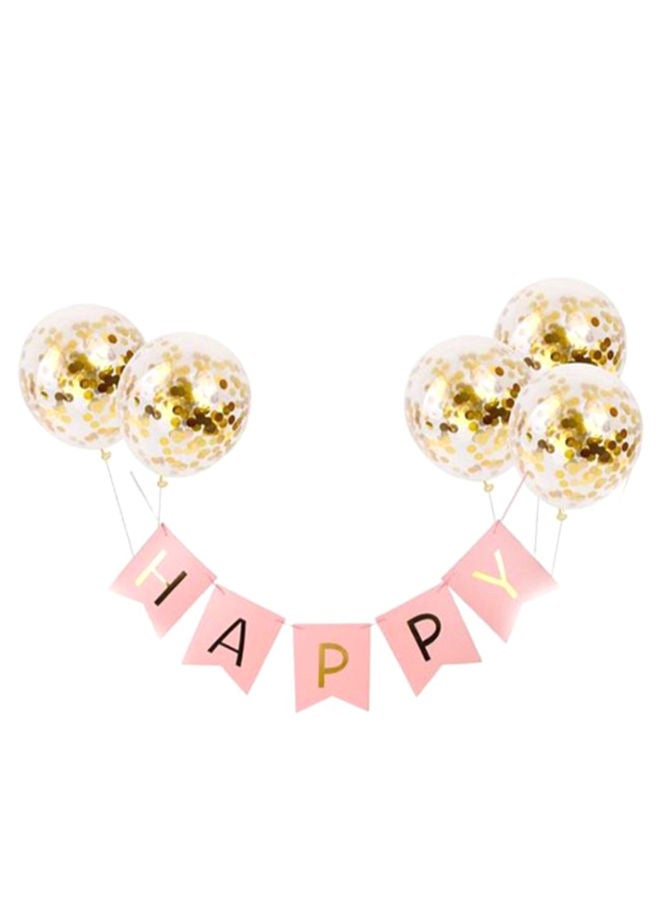 NIBEMINENT 5-Piece Happy Birthday Balloon Set With Hanging Flag 10x10x5cm - Image 3