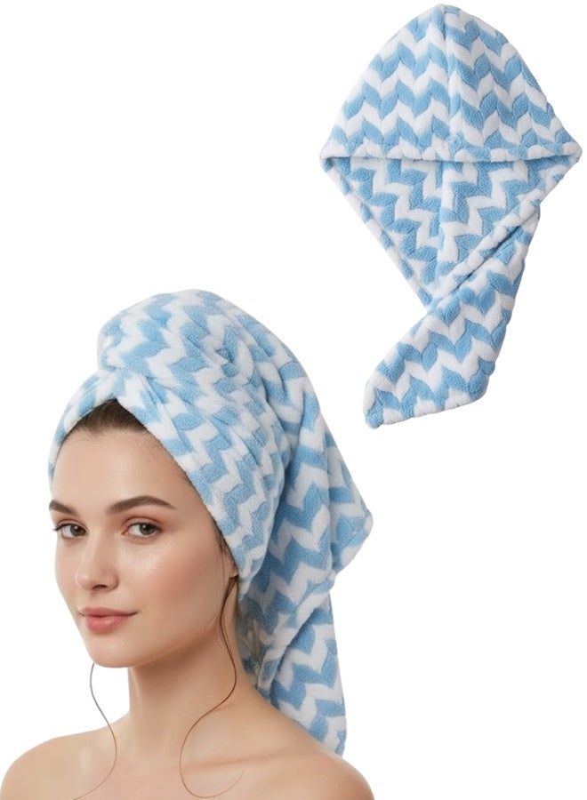 Microfiber Hair Wrapper – Quick Dry Hair Towel for Women & Girls – Hair Drying Cap & Turban Bath Towel – Ultra Absorbent Soft Hair Bathrobe – Fast Drying Microfiber Zig Zag Hair Wrap for Smooth & Frizz-Free Hair - Image 1