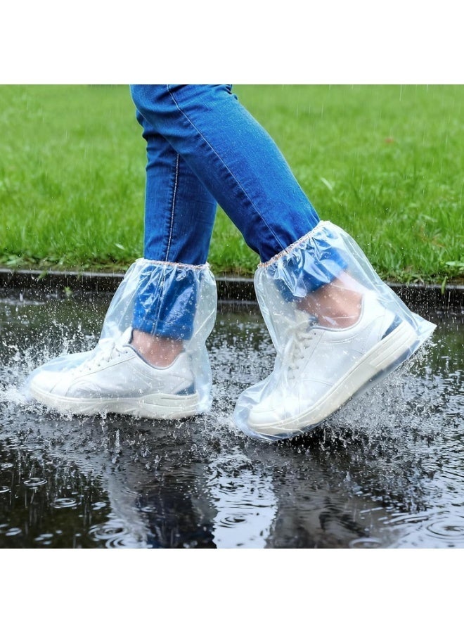 Arabest 30 Pairs Shoe Covers Waterproof Rain Boot Covers for Women & Men, Plastic Disposable Shoe Protectors with Non-Slip Soles, Slip-On Outdoor Overshoes for Wet Weather, Commuting, Dog Walking (Clear) - Image 1
