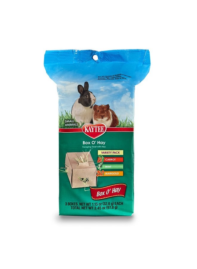 كايتي علبة طعام للحيوانات الأليفة من Kaytee Small Animal Pet Box O' Hay Variety Pack Carrot, Mint, and Marigold 3.45 أونصة - Image 4