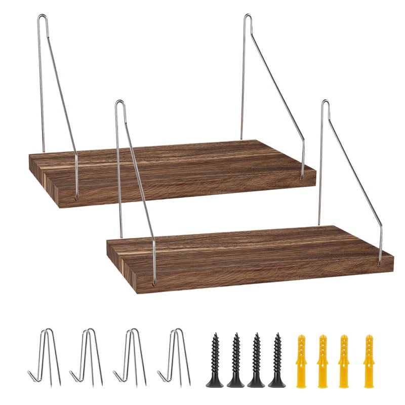 Demine Fabric Wall Cubicle Shelf with Hooks for Work Decor, 11.8''x6'' Wooden Cubicle Organizer Storage Shelf with Hangers Cubicle Accessories for Office & Women Men Deskï¼ˆ2 Pack ï¼‰ - Image 1