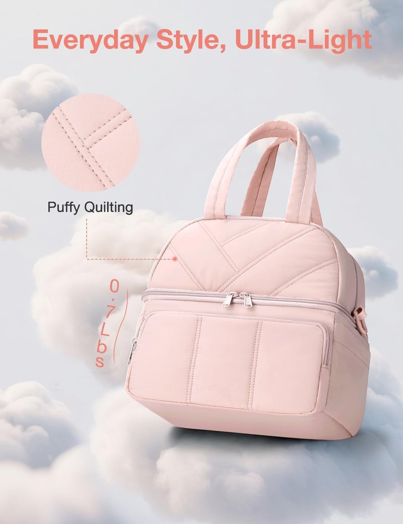 Vuudh Lunch Bag for Women, Double Deck Insulated Lunch Box, Quilted Puffer Lunch Tote Bag, Lightweight, Leakproof, Durable & Reusable Large Lunch Coller for Work Picnic Travel - Image 2