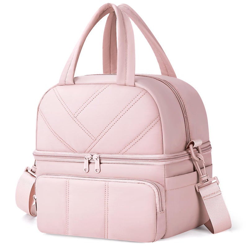 Vuudh Lunch Bag for Women, Double Deck Insulated Lunch Box, Quilted Puffer Lunch Tote Bag, Lightweight, Leakproof, Durable & Reusable Large Lunch Coller for Work Picnic Travel - Image 1