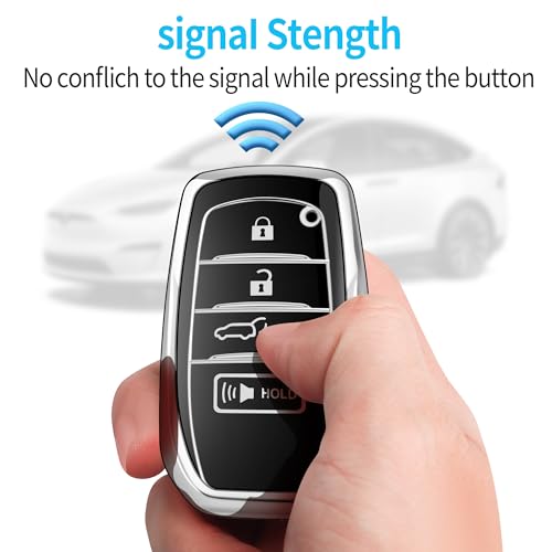 Autophone غطاء مفتاح سيارة أوتوفون لتويوتا مع سلسلة مفاتيح جلدية حماية ناعمة TPU لحافظة المفتاح لسيارة كامري 2025 وفينزا 2019-2024، RAV4 Prime، لاند كروزر، فورتشنر، جراند هايلاندر، كورولا، 4-5 أزرار (فضي) - Image 5