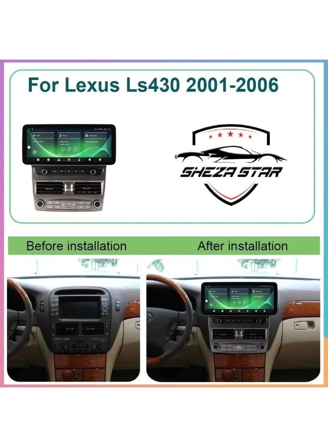 شيزا ستار ستيريو سيارة أندرويد لسيارة لكزس LS430 LS 430 (2001-2006)، ذاكرة وصول عشوائي (RAM) سعة 4 جيجابايت وذاكرة قراءة فقط (ROM) سعة 32 جيجابايت، يدعم كار بلاي، واي فاي M-Link، راديو، نظام تحديد المواقع العالمي (GPS)، شاشة لمس IPS مقاس 12.3 بوصة مع كاميرا AHD. - Image 2