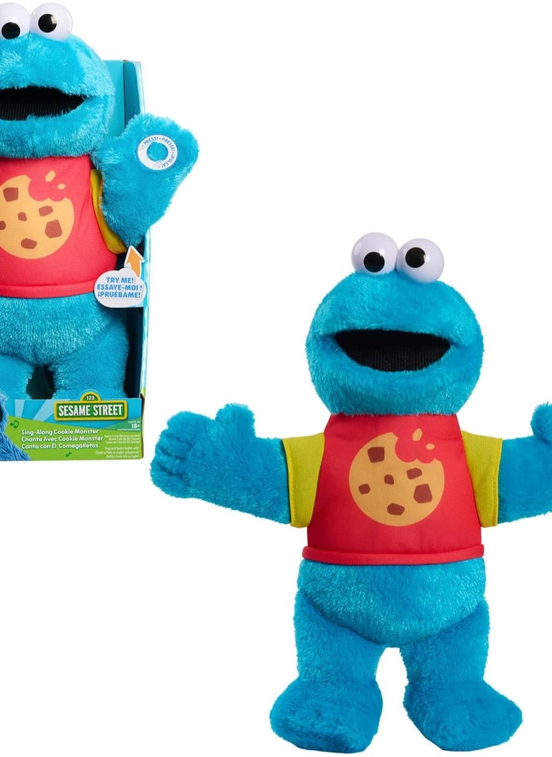 جست بلاس لعبة Just Play Sesame Street Sing-Along Cookie Monster مقاس 33 سم من القطيفة المحشوة، حشو معاد تدويره، أزرق، ألعاب للأطفال للأعمار من 18 شهرًا  - Image 1