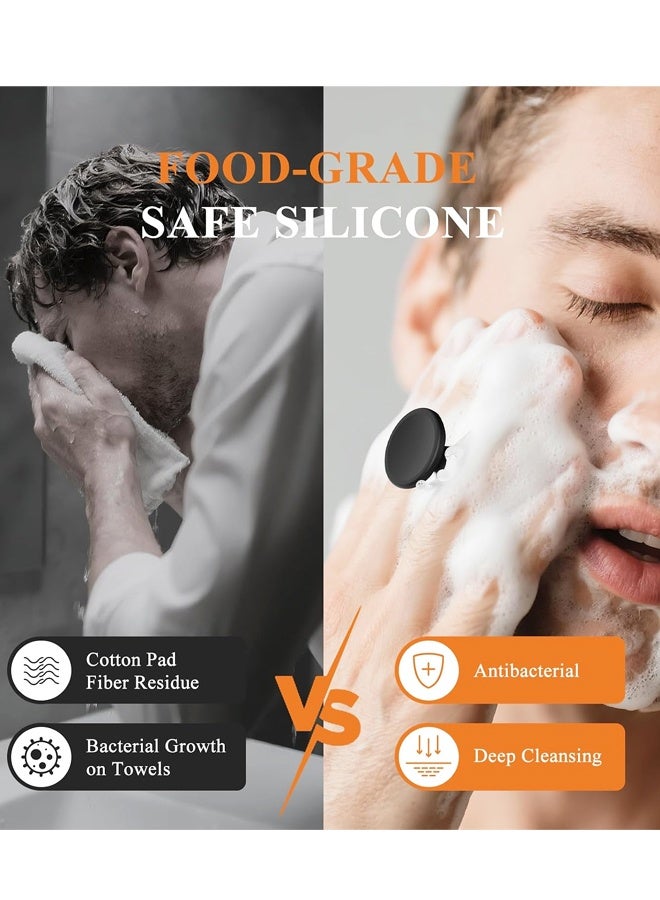 Silicone Face Scrubber for Men Gentle Exfoliating Facial Cleansing Brush Skin Massager Black - Image 3