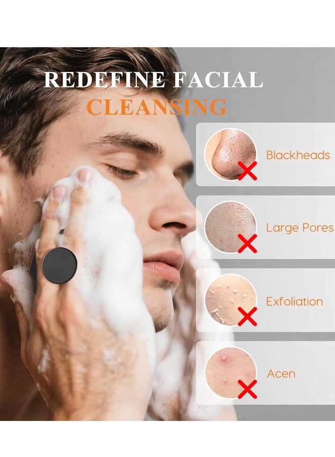 Silicone Face Scrubber for Men Gentle Exfoliating Facial Cleansing Brush Skin Massager Black - Image 4