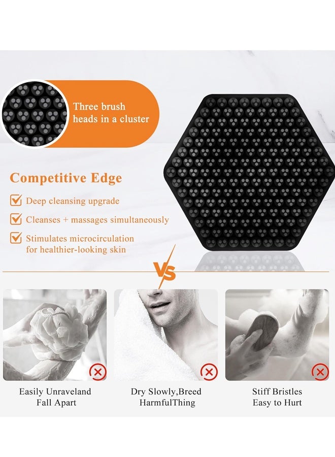 Silicone Face Scrubber for Men Gentle Exfoliating Facial Cleansing Brush Skin Massager Black - Image 5