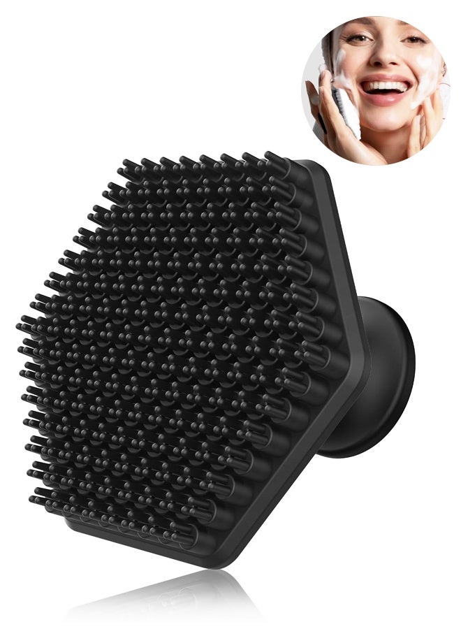 Silicone Face Scrubber for Men Gentle Exfoliating Facial Cleansing Brush Skin Massager Black - Image 1