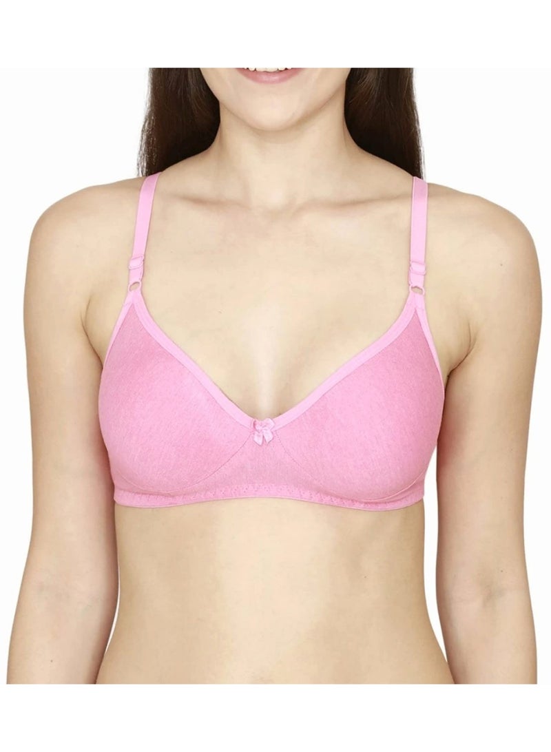 Love Bell Women's Everyday Padded Bra - Full Coverage - Premium Cotton - Lovebell Woman Wirefree T-shirt Bra (C, Cute Pink, 38C) - Image 1