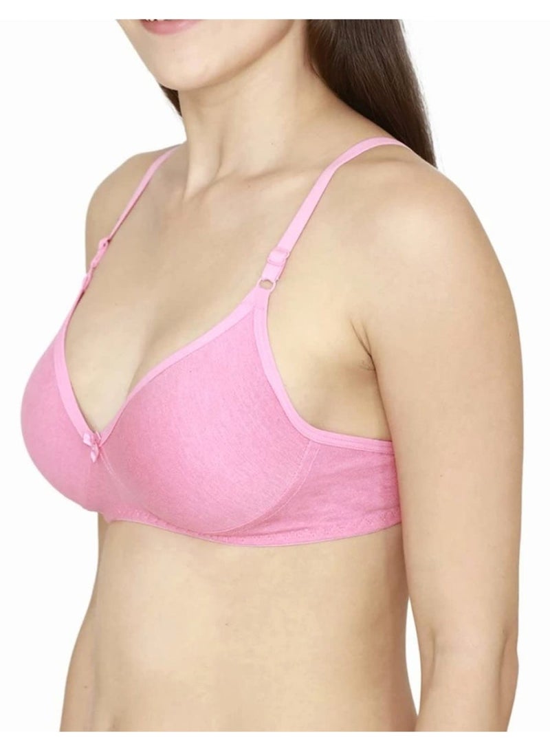 Love Bell Women's Everyday Padded Bra - Full Coverage - Premium Cotton - Lovebell Woman Wirefree T-shirt Bra (C, Cute Pink, 38C) - Image 4