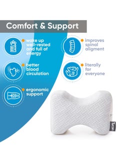 TYCOM Tycom Memory Foam Knee Pillow for Side Sleepers - Orthopedic Knee & Leg Cooling Pillow, Adaptive Bed Assistance Product, Leg Pillow for Sleeping Lower Back & Hip Pain (White)  - Image 5