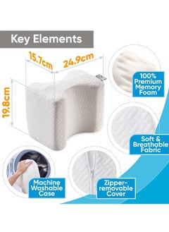 TYCOM Tycom Memory Foam Knee Pillow for Side Sleepers - Orthopedic Knee & Leg Cooling Pillow, Adaptive Bed Assistance Product, Leg Pillow for Sleeping Lower Back & Hip Pain (White)  - Image 2