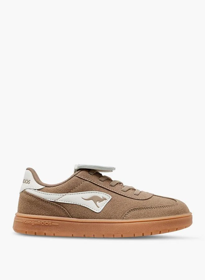 kangaROOS BROWN Boys' Logo Applique Sneakers With Hook And Loop Closure for Men | Best Price UAE