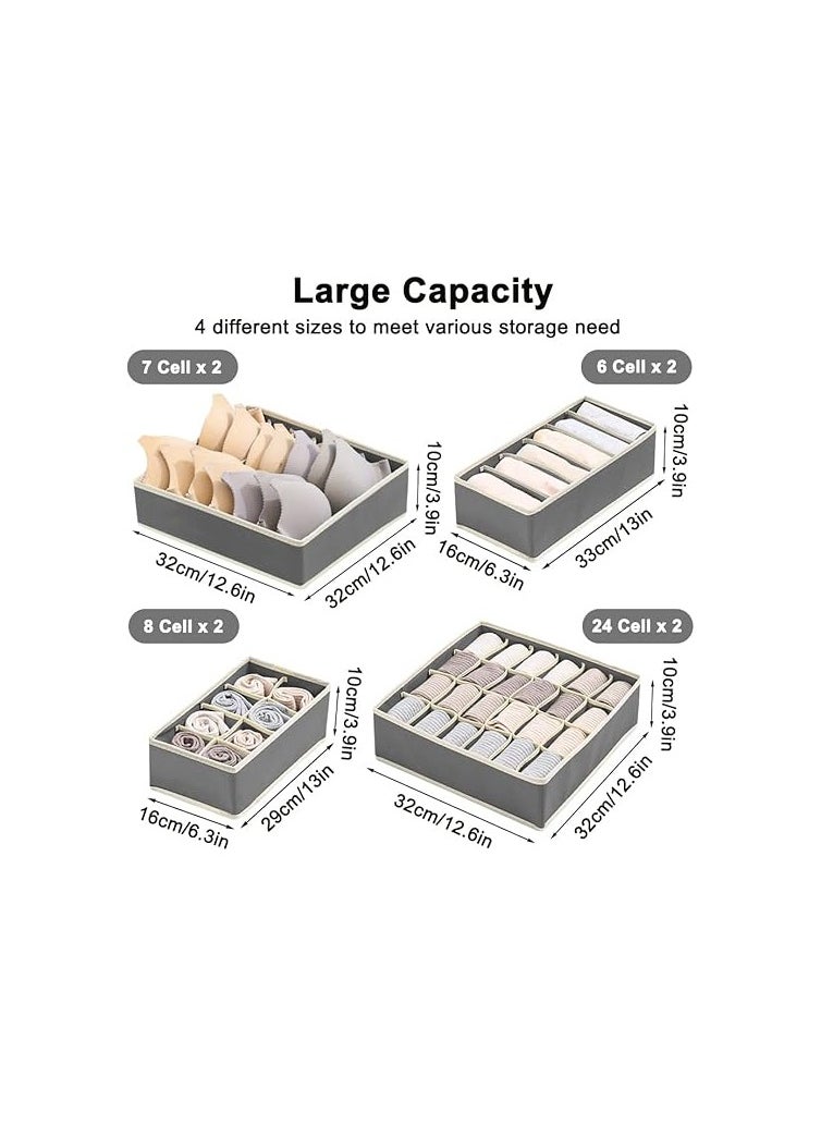 SITAKE 8 set foldable closet underwear organizer, storage boxes under bed organizer for underwear, bras, socks, ties, belts, tank tops  - Image 2