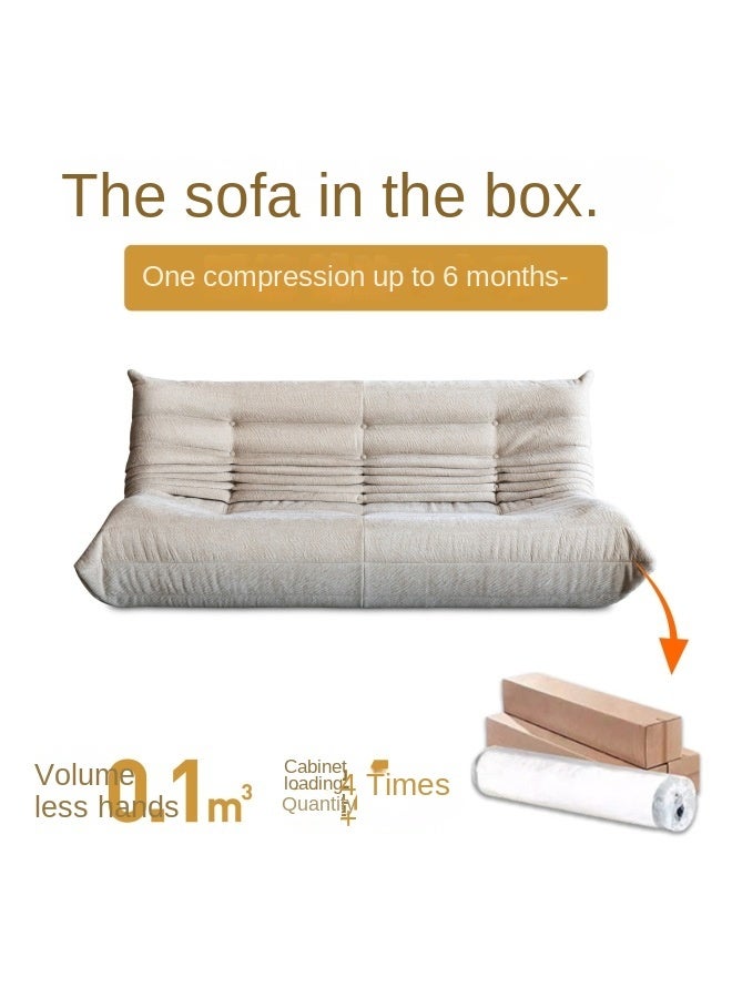 Caterpillar Lazy Sofa Cream Internet celebrity Reclining Casual Triple Modern Living Room Bedroom Compression Sofa - Image 1