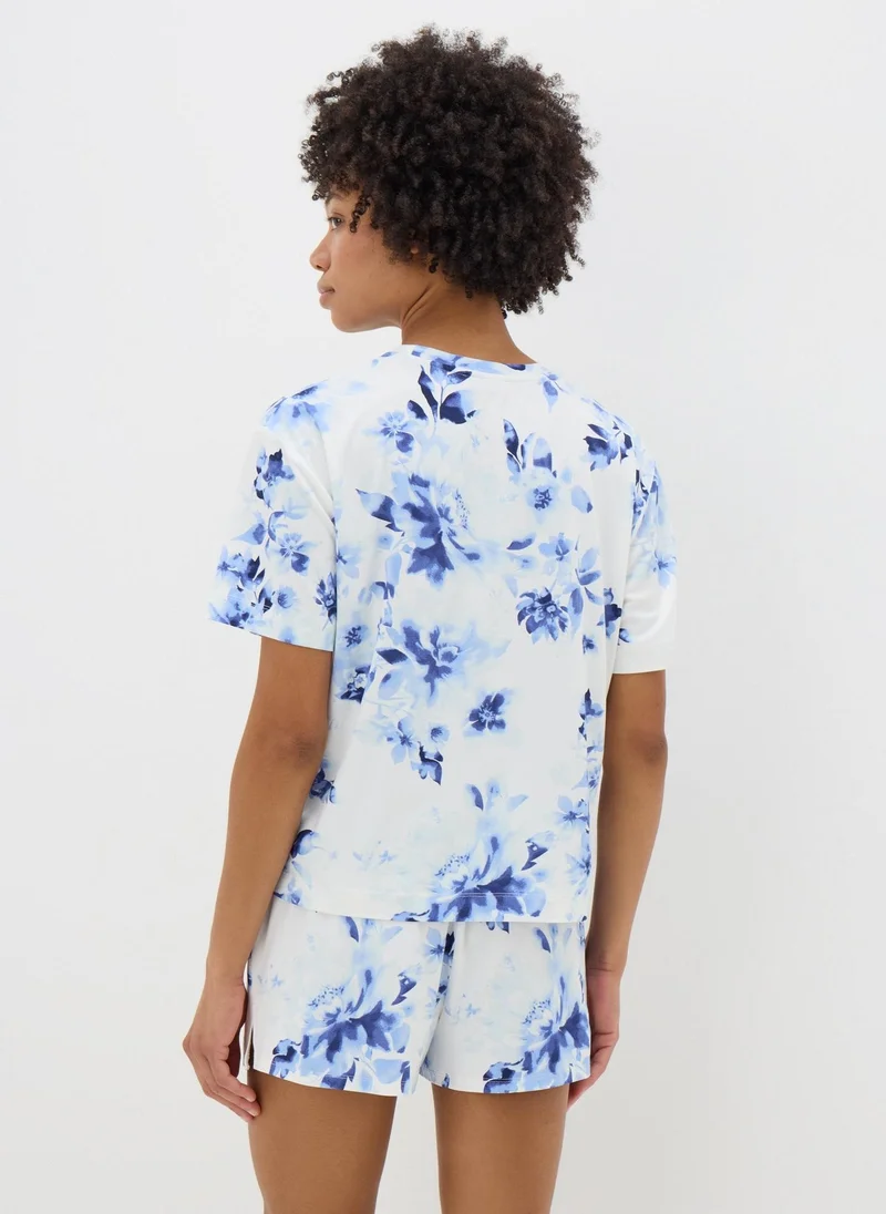 Matalan Blue Floral Shorts Pyjama Set