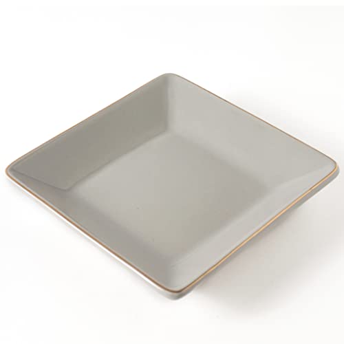 HANKOR Ceramic Jewelry Dish Tray, Decorative Trinket Tray Holder for Ring Earring Key, Gift for Women Girls, 4.7inch, Light Gray - Image 1