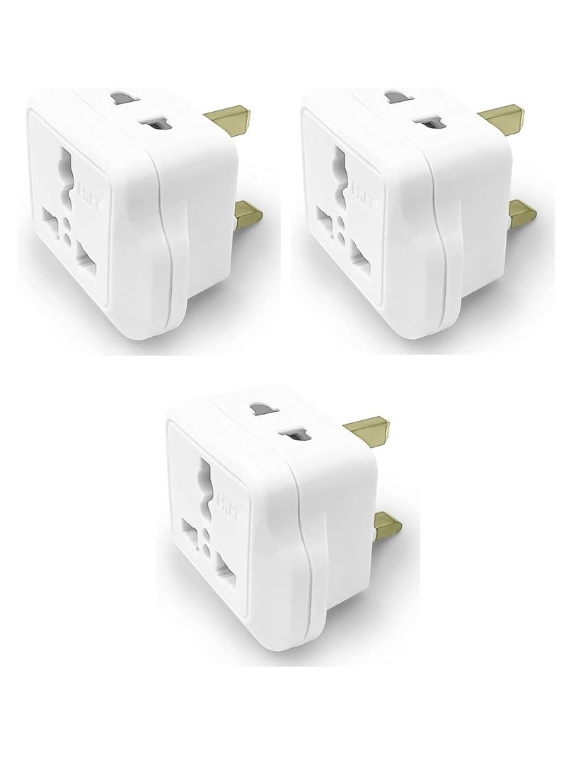 Power Plug Adapter Universal Travel Tool Power Socket Converter International Travel Converts Type D/E/F/G/H/I/L to Type G 13AMP 220-240V (Pack of 3) - Image 1
