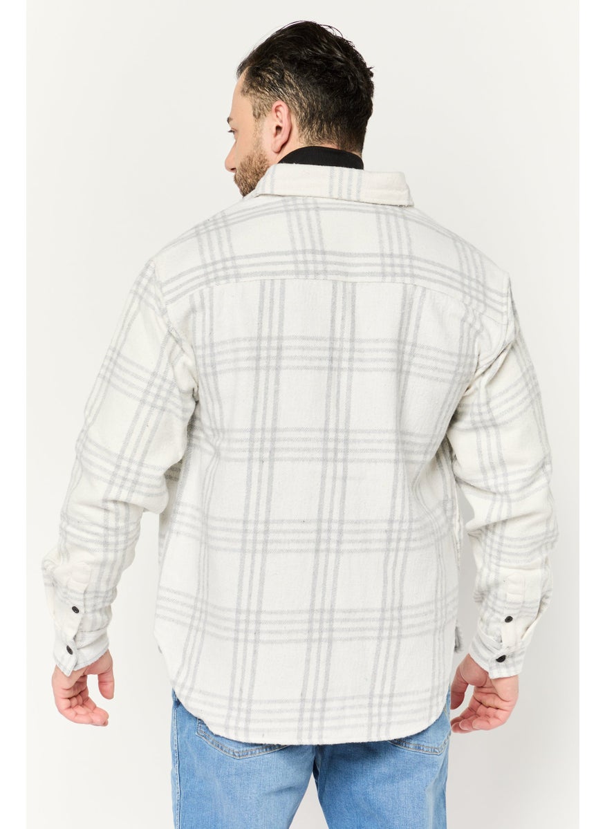 Sovereign Code - Men Plaid Jacket Shirt, White - Image 1