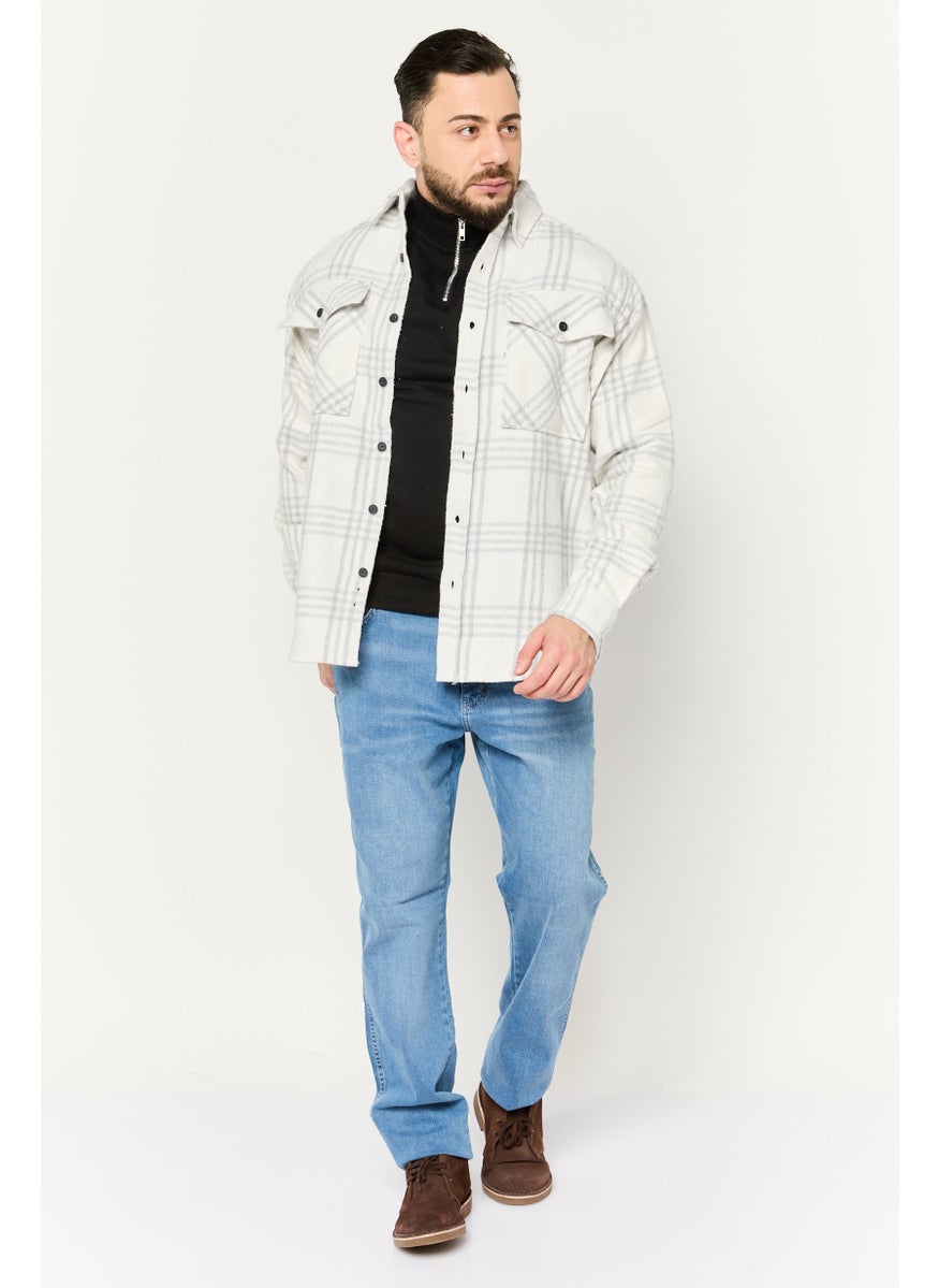 Sovereign Code - Men Plaid Jacket Shirt, White - Image 1