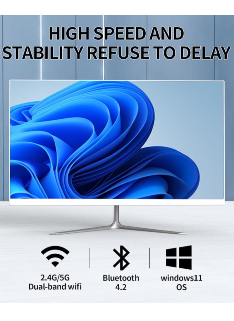 besrey  - 2025 All-in-One Desktop, 23.8" FHD Display, Intel Core i5-11260H Processor, 16GB RAM, 512GB SSD, HDMI, WiFi, Windows 10, Wired Keyboard & Mouse White - Image 1