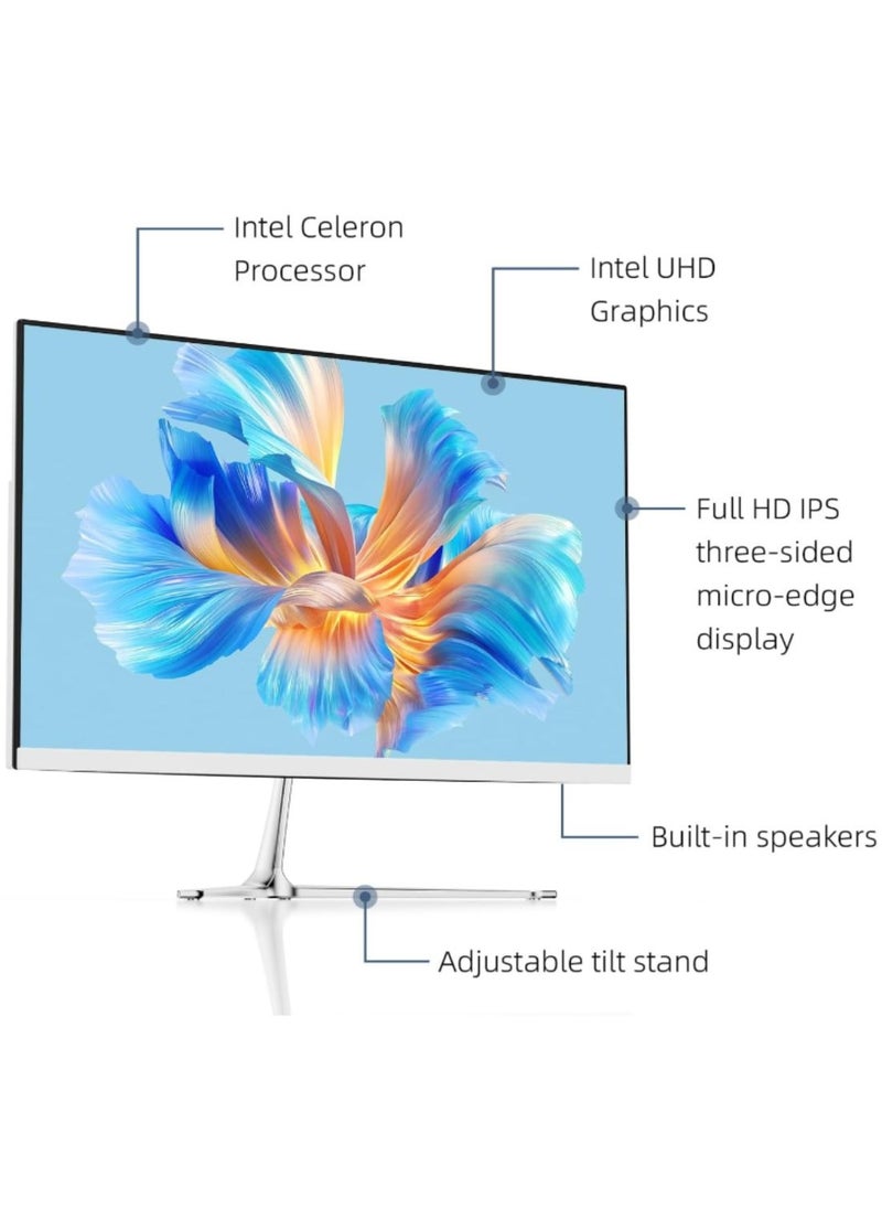 besrey  - 2025 All-in-One Desktop, 23.8" FHD Display, Intel Core i5-11260H Processor, 16GB RAM, 512GB SSD, HDMI, WiFi, Windows 10, Wired Keyboard & Mouse White - Image 1