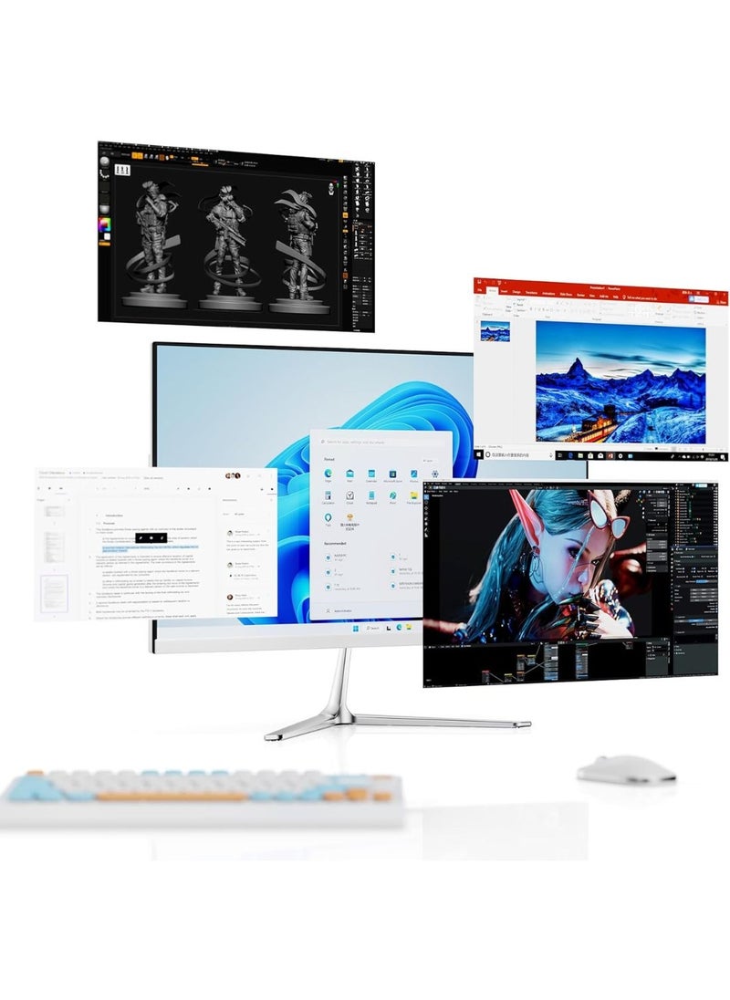 besrey  - 2025 All-in-One Desktop, 23.8" FHD Display, Intel Core i5-11260H Processor, 16GB RAM, 512GB SSD, HDMI, WiFi, Windows 10, Wired Keyboard & Mouse White - Image 1