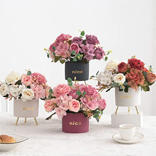 karoro Artificial Flowers Fake Peony Silk Flowers Hydrangea Bouquet Decor Faux Camellia Flower for Home Living Room Table Centerpieces Decoration - Image 5