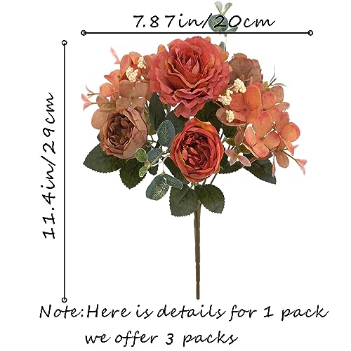 karoro Artificial Flowers Fake Peony Silk Flowers Hydrangea Bouquet Decor Faux Camellia Flower for Home Living Room Table Centerpieces Decoration - Image 3