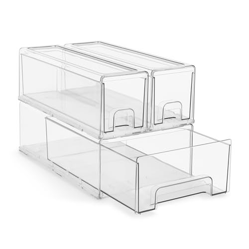 Sorbus 1 Medium 2 Small Clear Stackable Storage Drawers Plastic Organizer Bins with Handles Stackable PullOut Storage Drawers for Closet Pantry Office Bathroom Craft and Toy Organization - Image 1