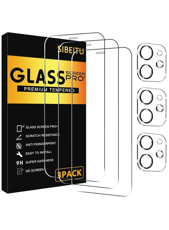 SIBEITU 3 Pack Screen Protector for iPhone 14 Plus with 3 Pack Camera Lens Tempered Glass Protector, 6.7 Inch HD Clear Tempered Glass Film 9H Hardness Full Coverage, Anti-Scratch, No Air Bubbles - Image 1