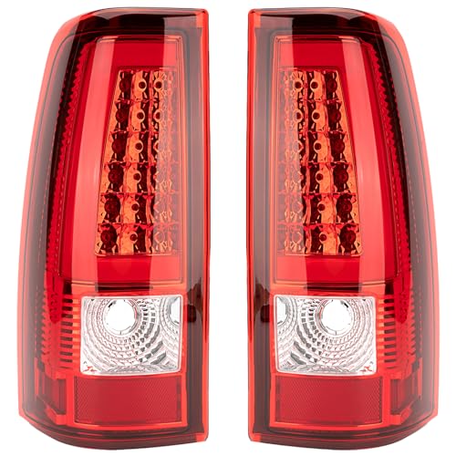 مجموعة مصابيح خلفية MiKaFex متوافقة مع شيفروليه سيلفرادو 1500 2500 3500 من 2003 إلى 2006 جانب السائق والراكب مصابيح فرامل خلفية LED مع لمبة داخلية وحزمة أسلاك