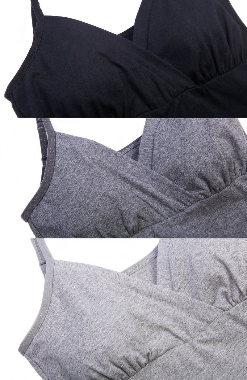 SUIEK Nursing Tops Tank Shirt Cami Sleep Bra for Maternity and Breastfeeding 3PCS/Pack (Small) - Image 4