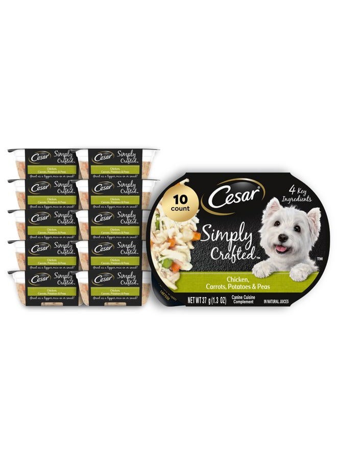 CESAR SIMPLY CRAFTED Adult Wet Dog Food Meal Topper, Chicken, Carrots, Potatoes & Peas, 1.3oz., Pack of 10 - Image 1