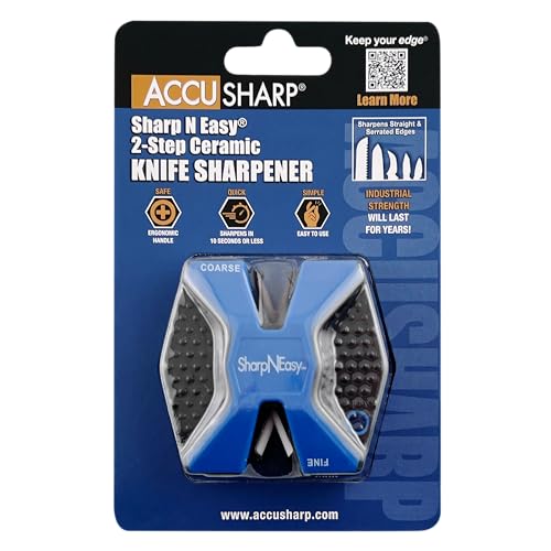 AccuSharp 2-Step Knife Sharpener - Sharpens, Restores, & Hones - 2-Step Coarse and Fine Rods for Kitchen Knives & All Types of Blades - Keychain Pull Through Knife Sharpener - Blue - Image 2