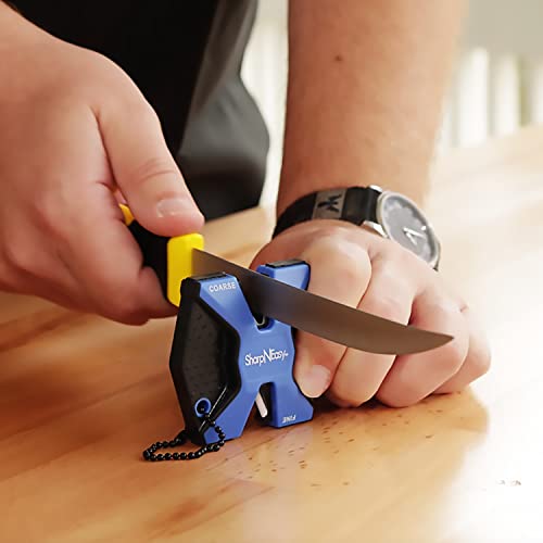 AccuSharp 2-Step Knife Sharpener - Sharpens, Restores, & Hones - 2-Step Coarse and Fine Rods for Kitchen Knives & All Types of Blades - Keychain Pull Through Knife Sharpener - Blue - Image 3