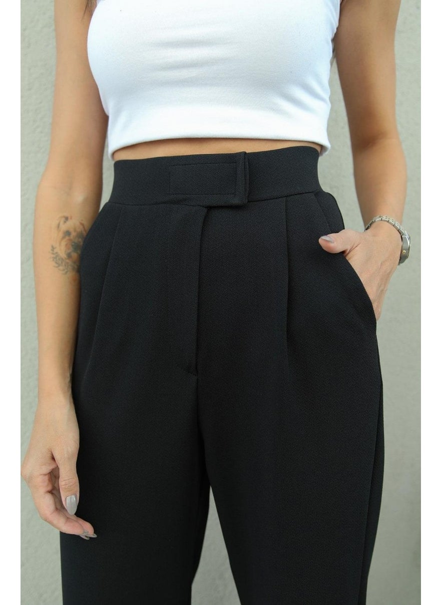 Havoş Havos Black Senta Velcro Closure Palazzo Trousers  - Image 3