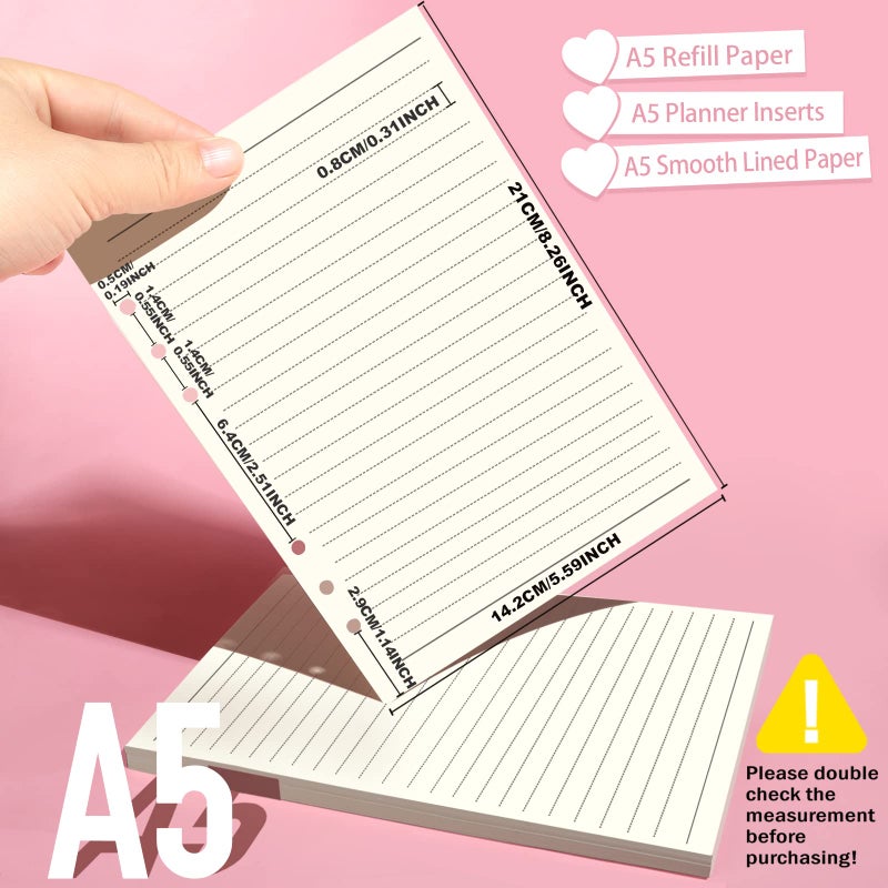 LEOBRO A5 Paper, Planner Inserts for A5 Binder, 5.5 x 8.5 Lined Paper with Binder Pockets, for Refillable Notebook, Journal, Planner Refills - Image 2