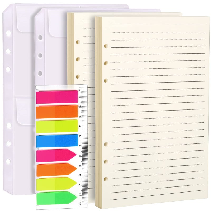 LEOBRO A5 Paper, Planner Inserts for A5 Binder, 5.5 x 8.5 Lined Paper with Binder Pockets, for Refillable Notebook, Journal, Planner Refills - Image 1