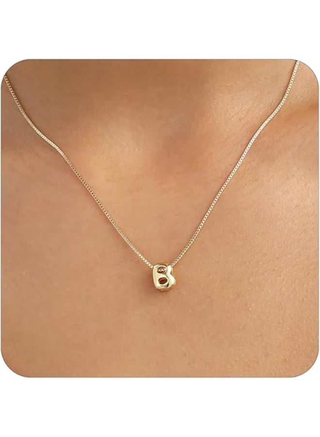 Bubble Gold Letter Necklace for Women, 14K Gold Plated Balloon Initial Necklace – Personalized Bubble Pendant Name Necklace, Dainty Trendy Jewelry, Custom Initial Gold Necklace Gift for Women & Girls - Image 1